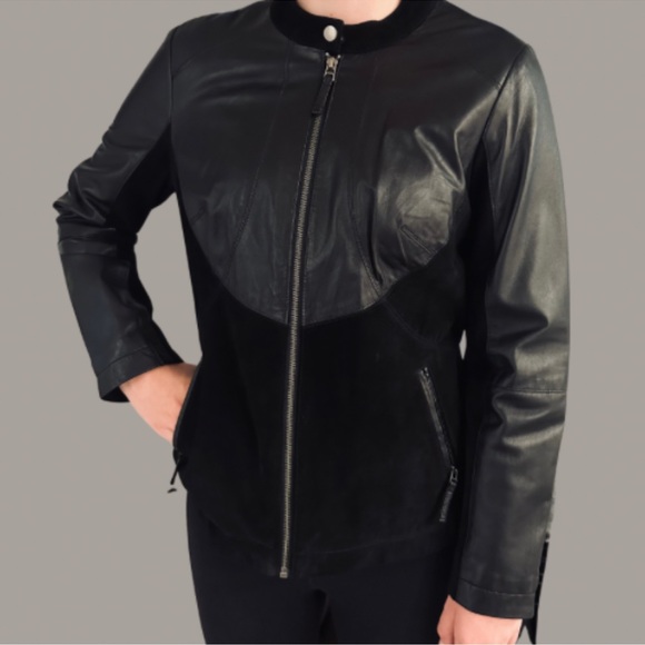 Chic Tribal Womens Black Leather & Suede Moto
Zip Jacket - Picture 1 of 9
